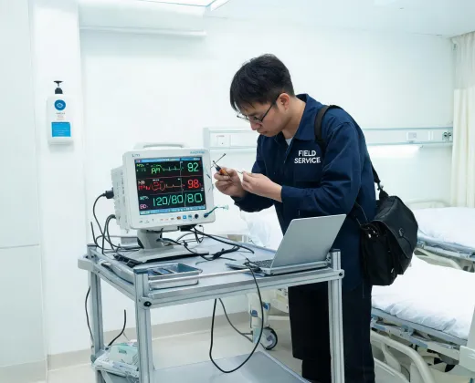 Field service engineer with monitoring device